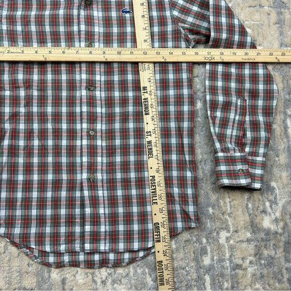 1970’s IZOD Plaid Blue crocodile Patch Button Front Shirt Size 12 - Picture 7 of 8